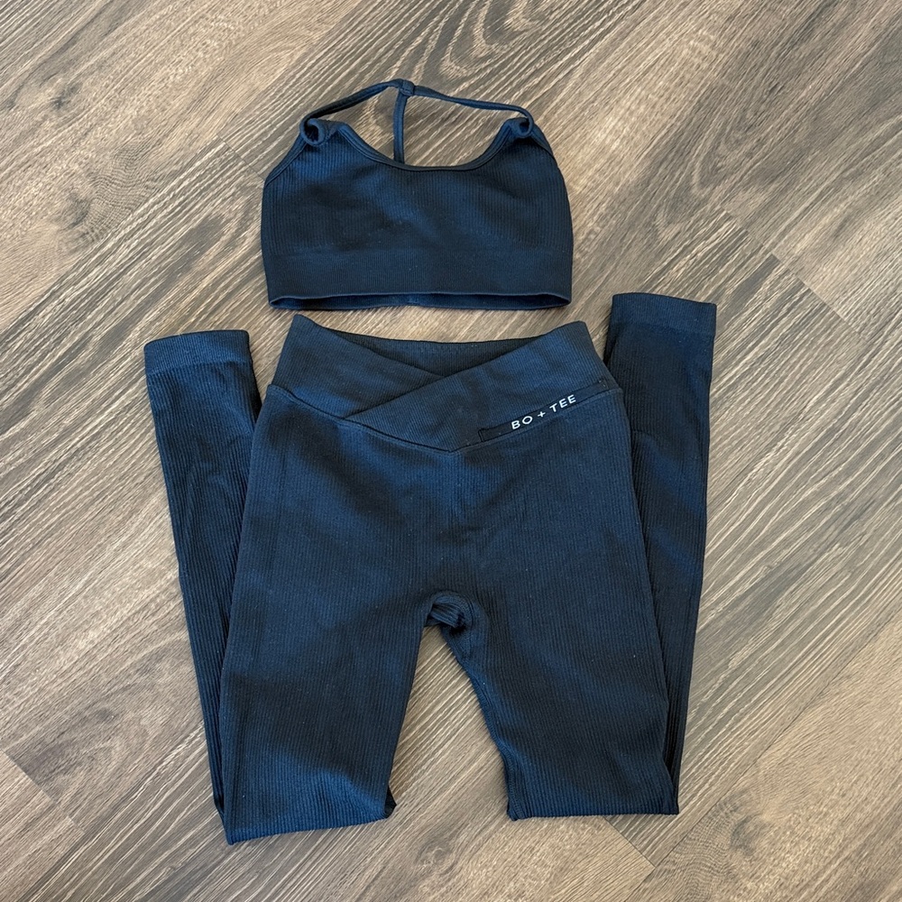 Black BO+TEE Sports Bra and Leggings Set
